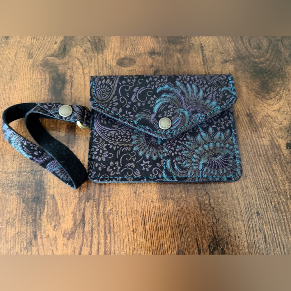 Portland Leather Masquerade Black and Blue Passport Wristlet
